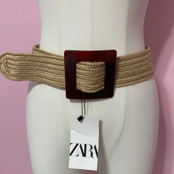 ZARA Tan Jute Weave Belt US 30 - Picture 5 of 7